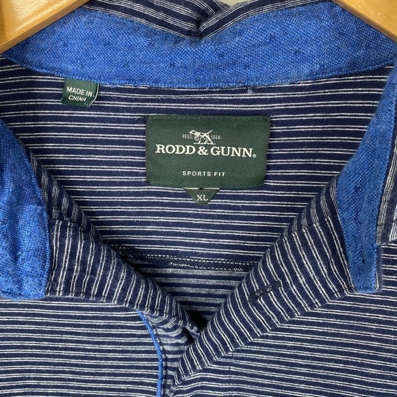 Rodd & Gunn Dark Blue Navy Striped Short Sleeve Sports Fit Cotton Polo Size XL - Picture 2 of 6